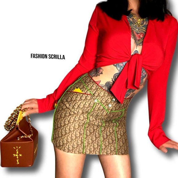 Christian DIOR Vintage John Galliano Rasta Monogram Logo Y2K Mini skirt - Picture 15 of 15